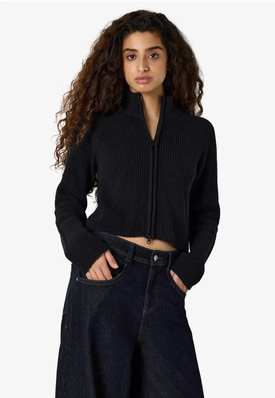 Impericon Dara Zip Knit Black Cardigan kurz schwarz