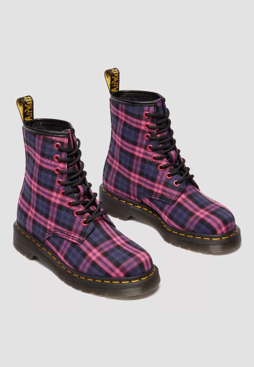 Impericon 1460 8 Eye Pink Multi Tartan Boots pink