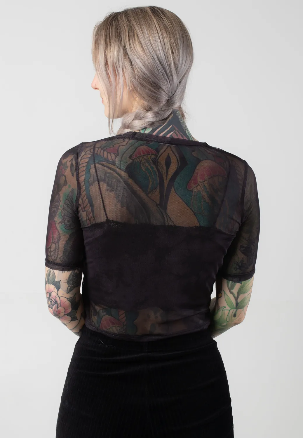 Impericon Logo Mesh Cropped Top Girly schwarz
