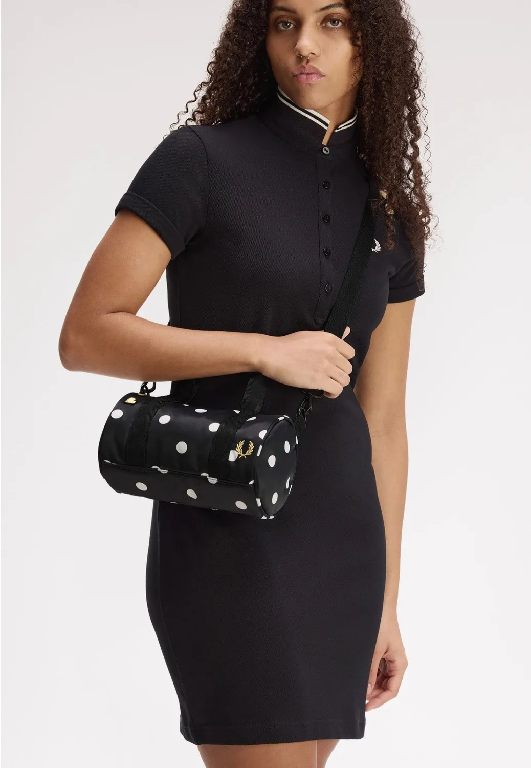 Polka Dot Amy Mini Barrel Dufflebag Kunstleder schwarz