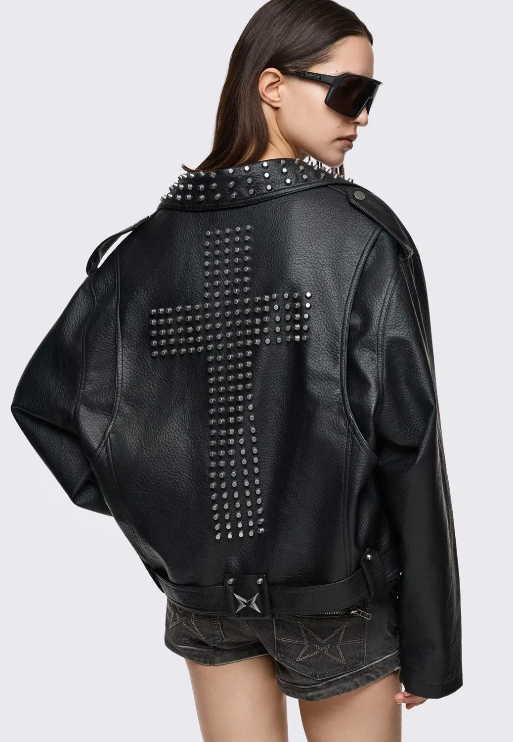 Impericon Roxanne Biker Black Lederjacke M
