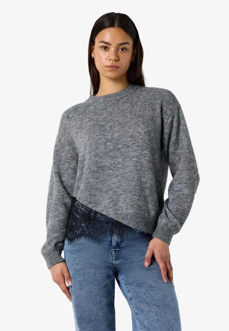 Impericon Preston O-Neck Lace Pullover grau