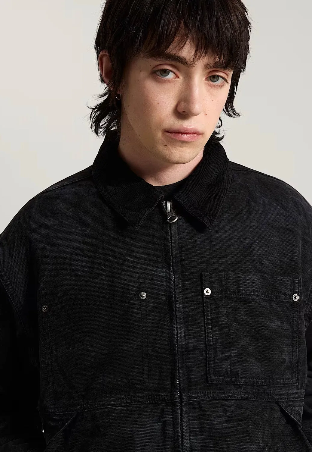 Impericon Nico Cropped Chore Canvas Jacke schwarz