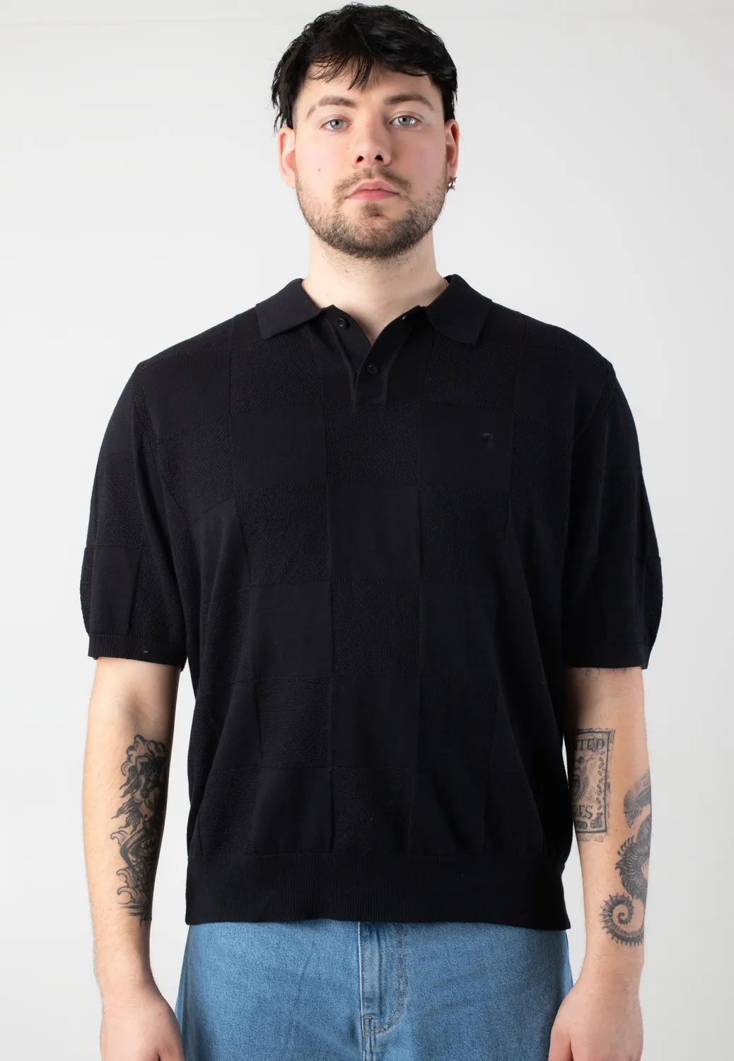 Impericon Checker Black Polo schwarz Kurzarm