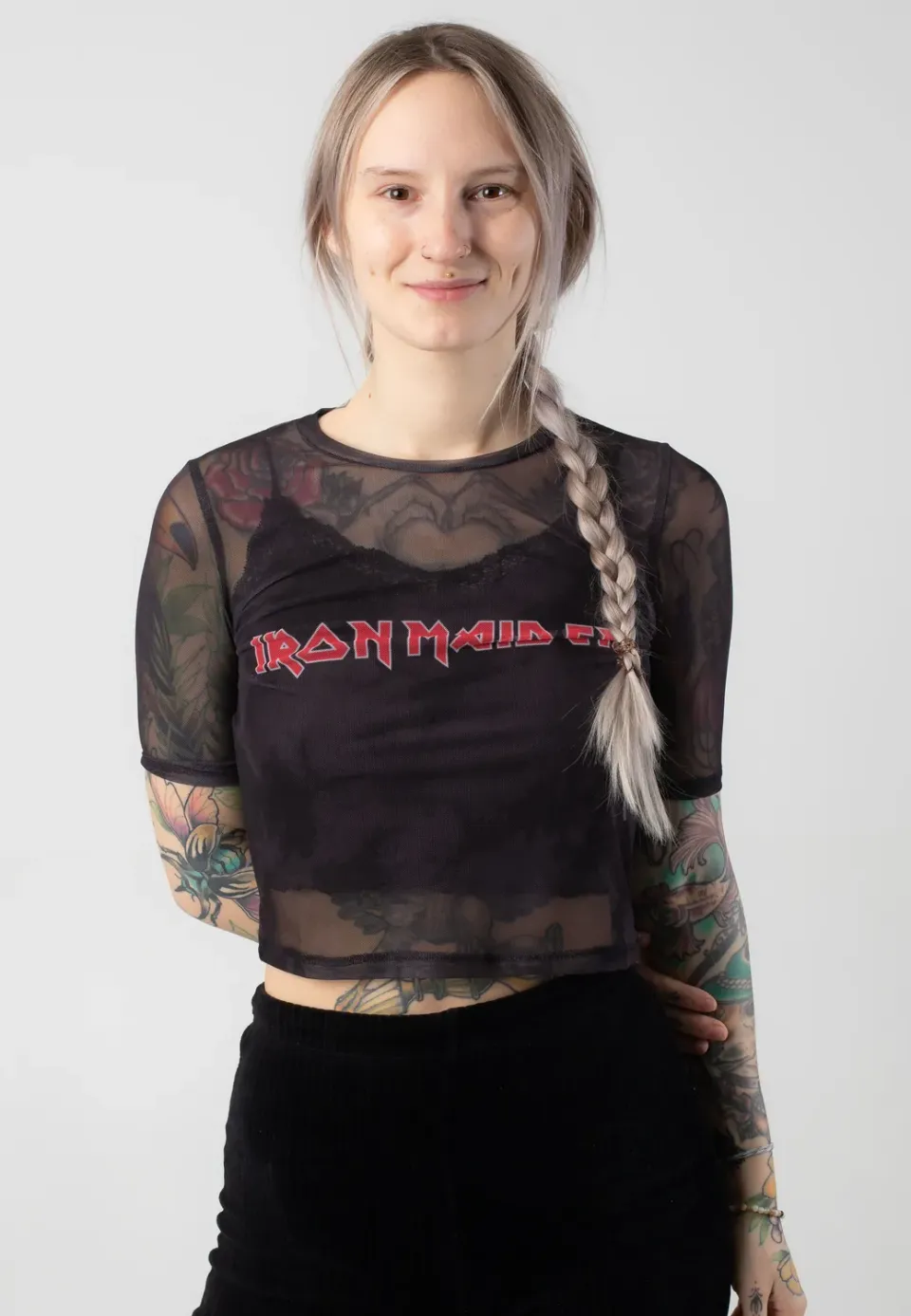 Impericon Logo Mesh Cropped Top Girly schwarz