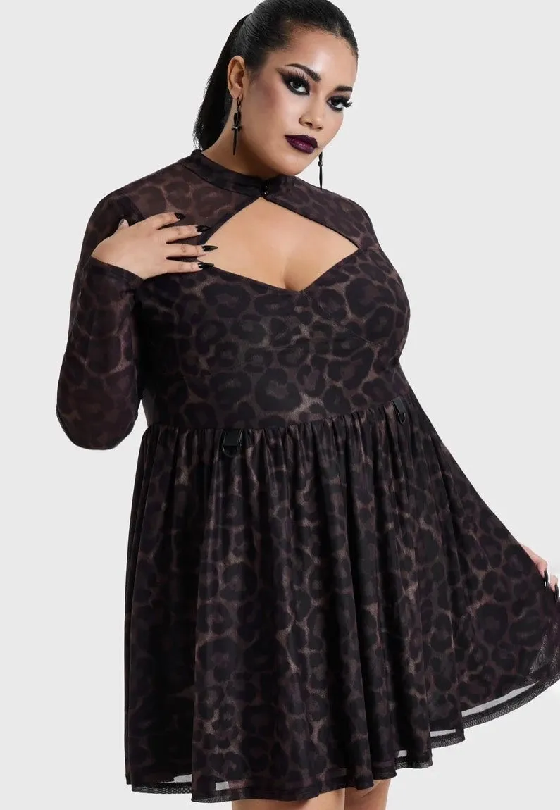 Impericon Leopard Mini Brown Kleid Mesh Braun Mini