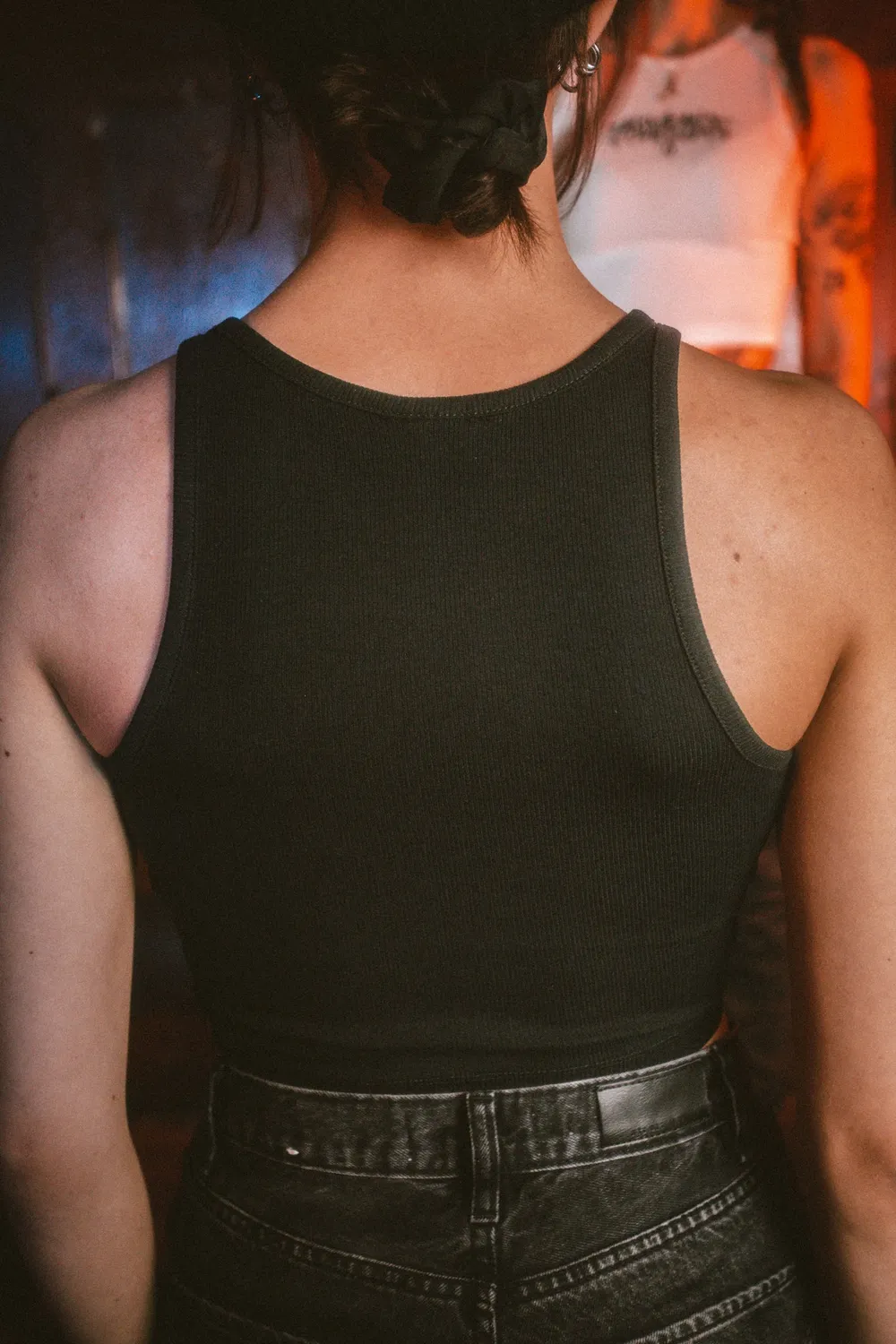 Paleface Swiss Crop Top gerippt Logo Schwarz