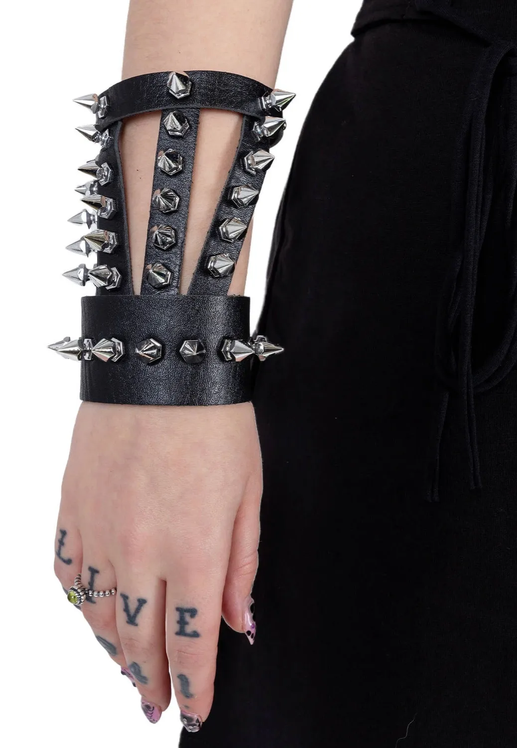 Impericon Zenko Stud Black Bracelet Harness Kunstleder