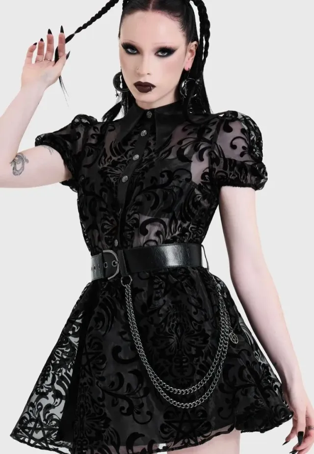 Impericon Bloodlust Organza Mini Kleid schwarz