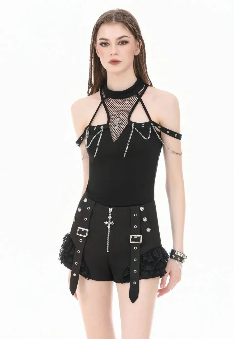 Impericon Night Ban Punk Shorts Schwarz Nylon