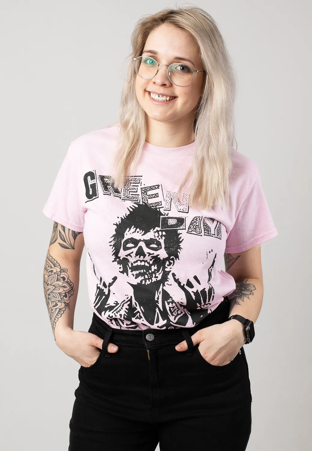 Green Day Billie Joe Zombie T-Shirt pink S-XXL