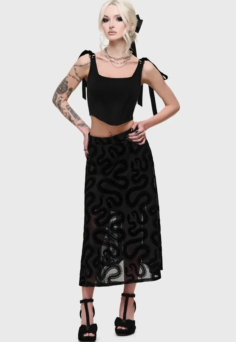 Impericon Serpentes Midi Rock schwarz Mesh