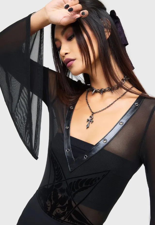 Mephistar Body Gothic Longsleeve Body schwarz Damen