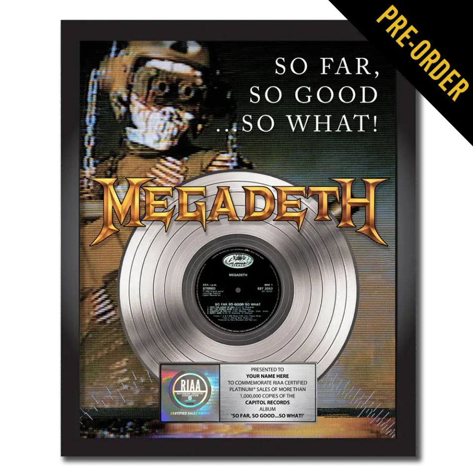 Megadeth So Far So Good Award Plakette personalisiert