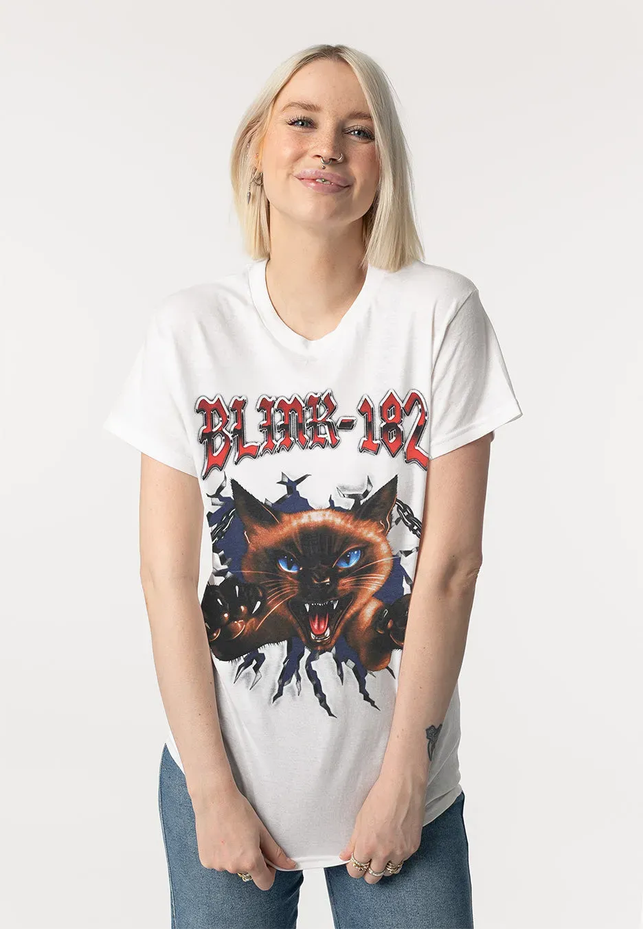 Cheshire Cat White T-Shirt Weiß Größe M Unisex