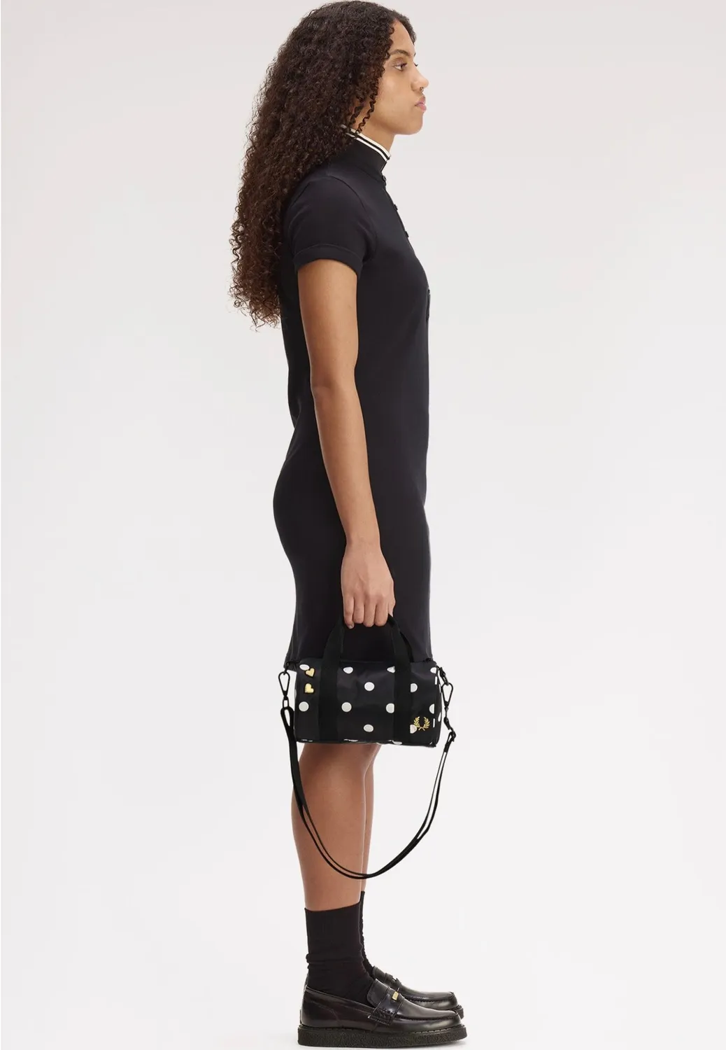 Polka Dot Amy Mini Barrel Dufflebag Kunstleder schwarz