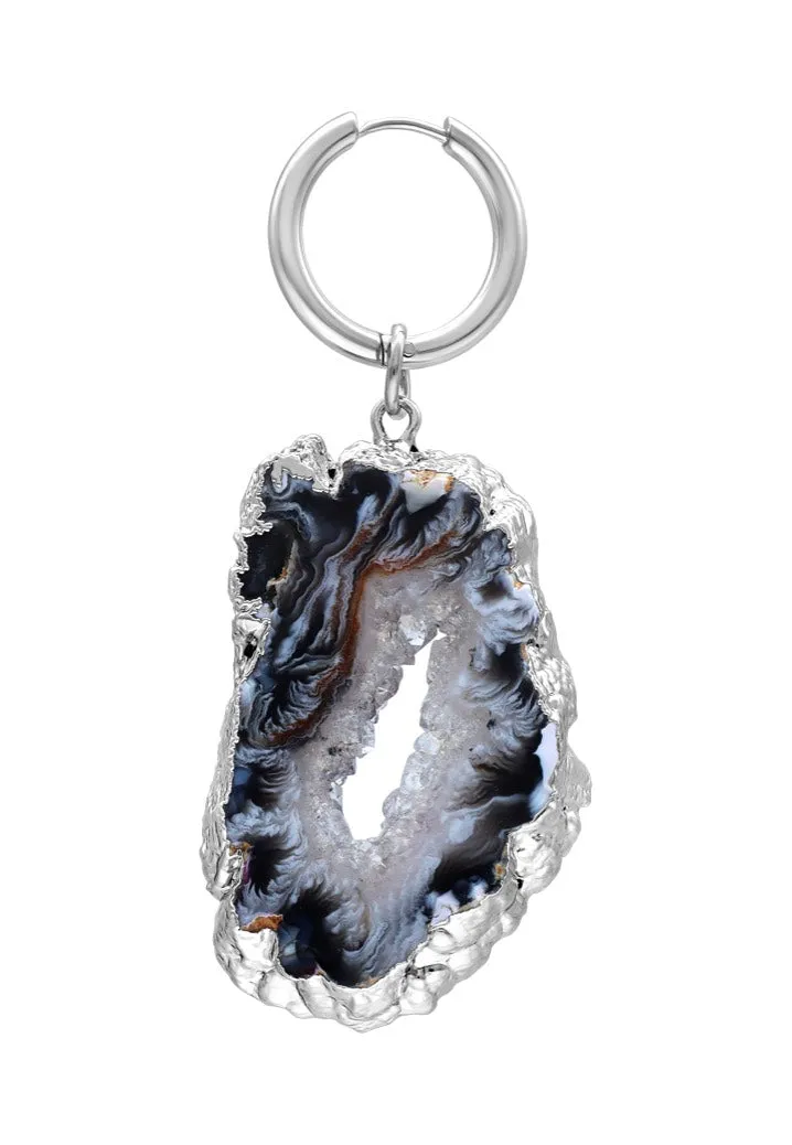 Little Indian Agate Large Ohrringe silber