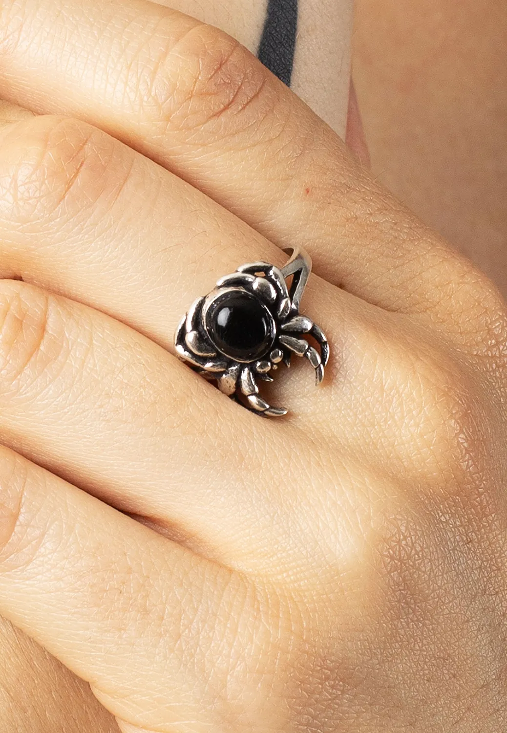 Impericon Black Spider Ring Silber Gothic