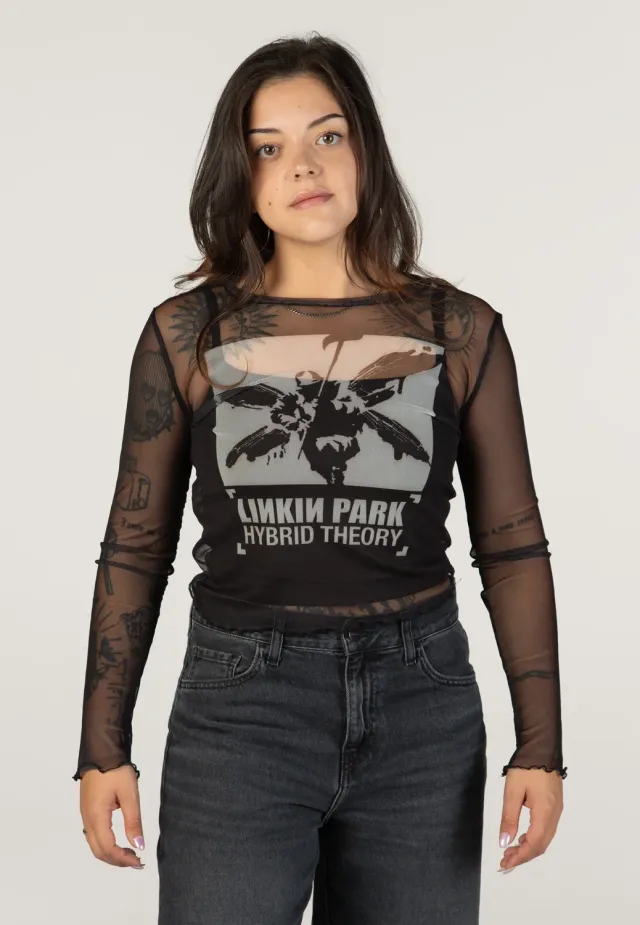 Impericon Hybrid Theory Mesh Cropped Longsleeve schwarz Damen