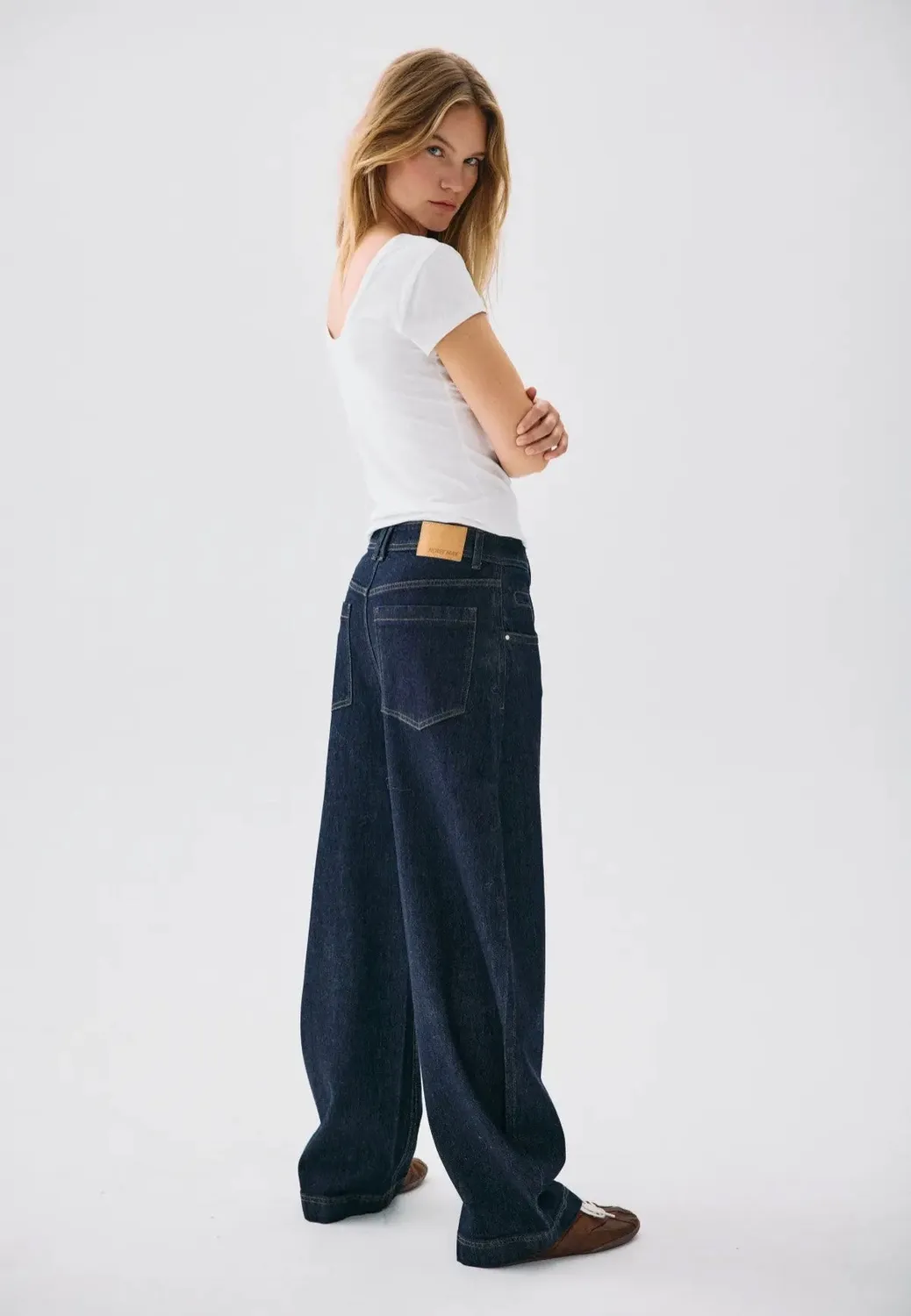 Noah Barrel Dark Blue Denim Jeans Damen Relaxed Fit