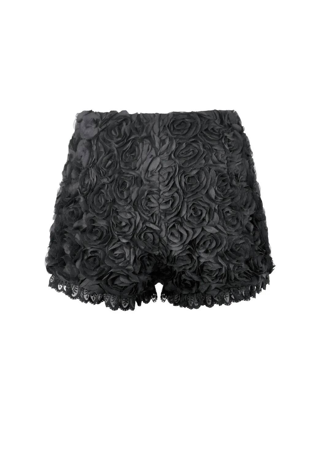 Impericon Dark Rose Gothic 3D Floral Shorts schwarz