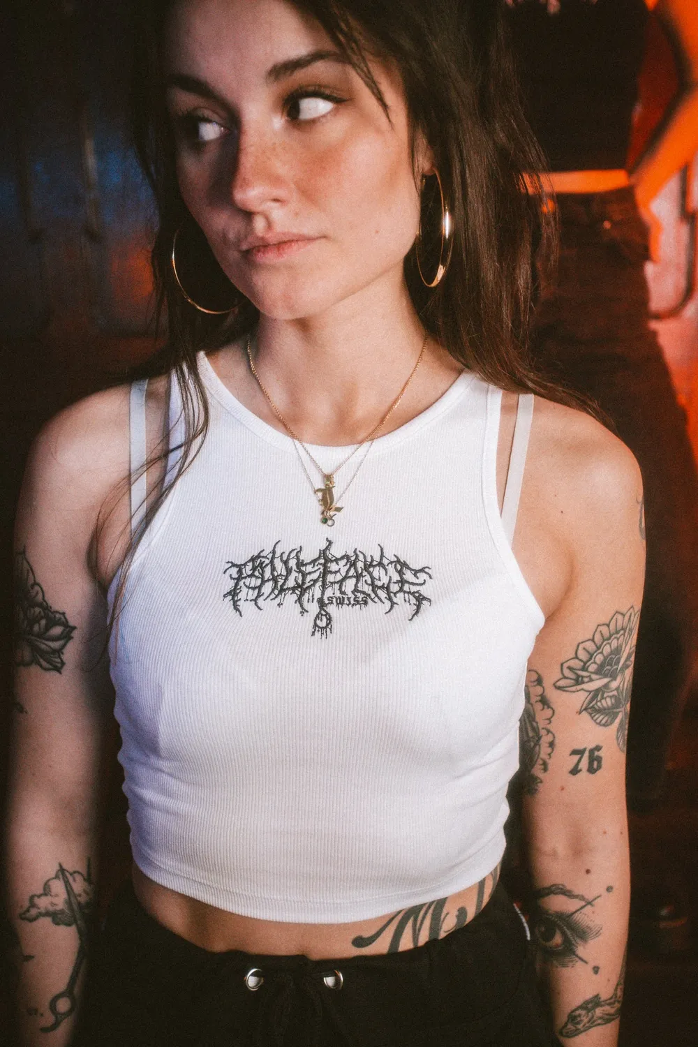 Paleface Swiss Crop Top gerippt Logo Schwarz