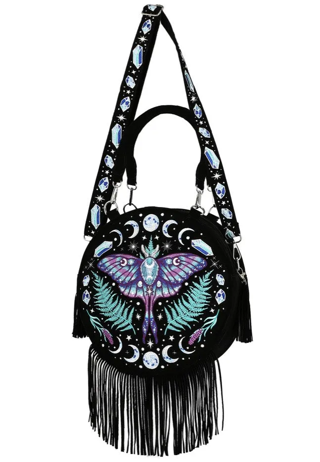 Enchanted Forest Moon Moth Tasche Schwarz Samt Onesize