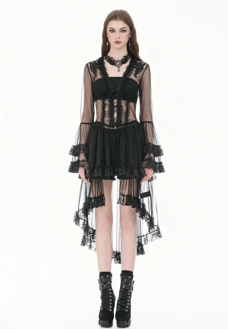 Impericon Gothic Retro Lace Kleid Schwarz Mini