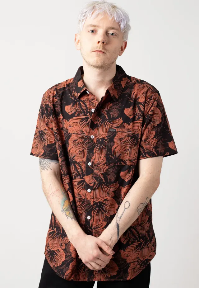 Impericon Charter Print Washed Black/Terracotta Floral Hemd
