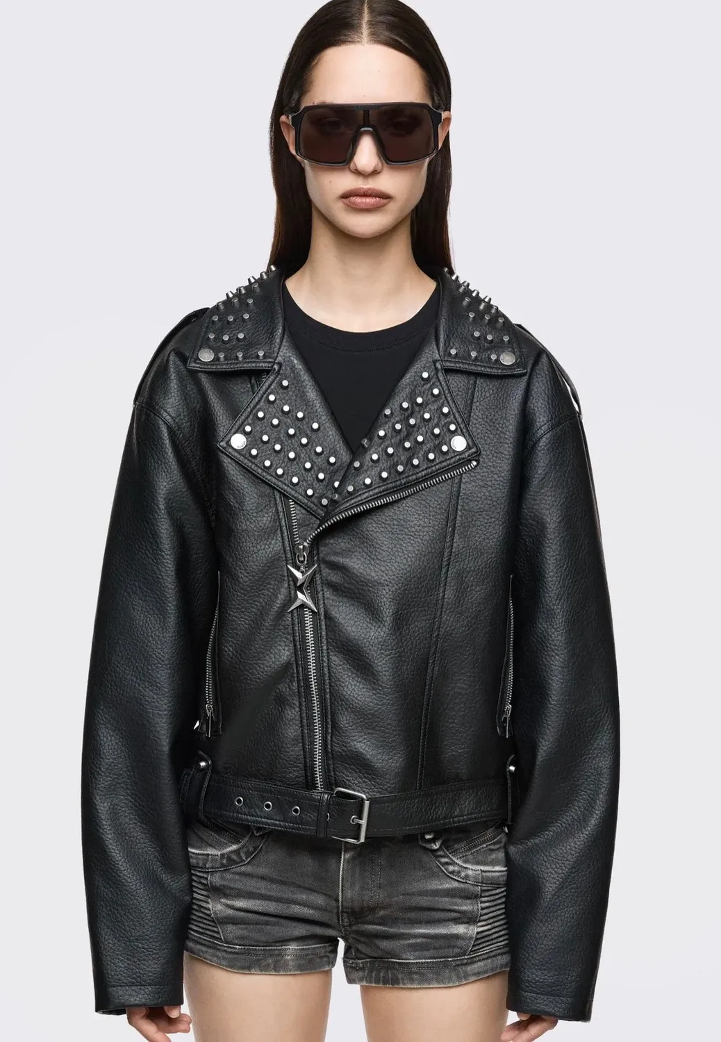 Impericon Roxanne Biker Black Lederjacke M