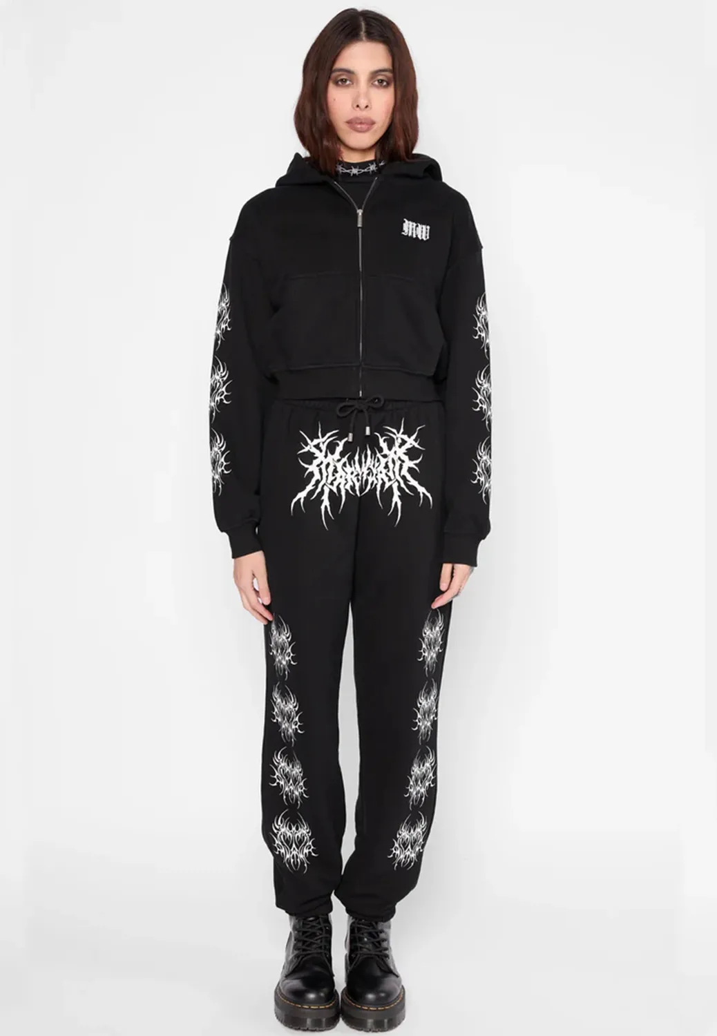 Nephilim Cropped Black Zipper Longsleeve Gothic Damen