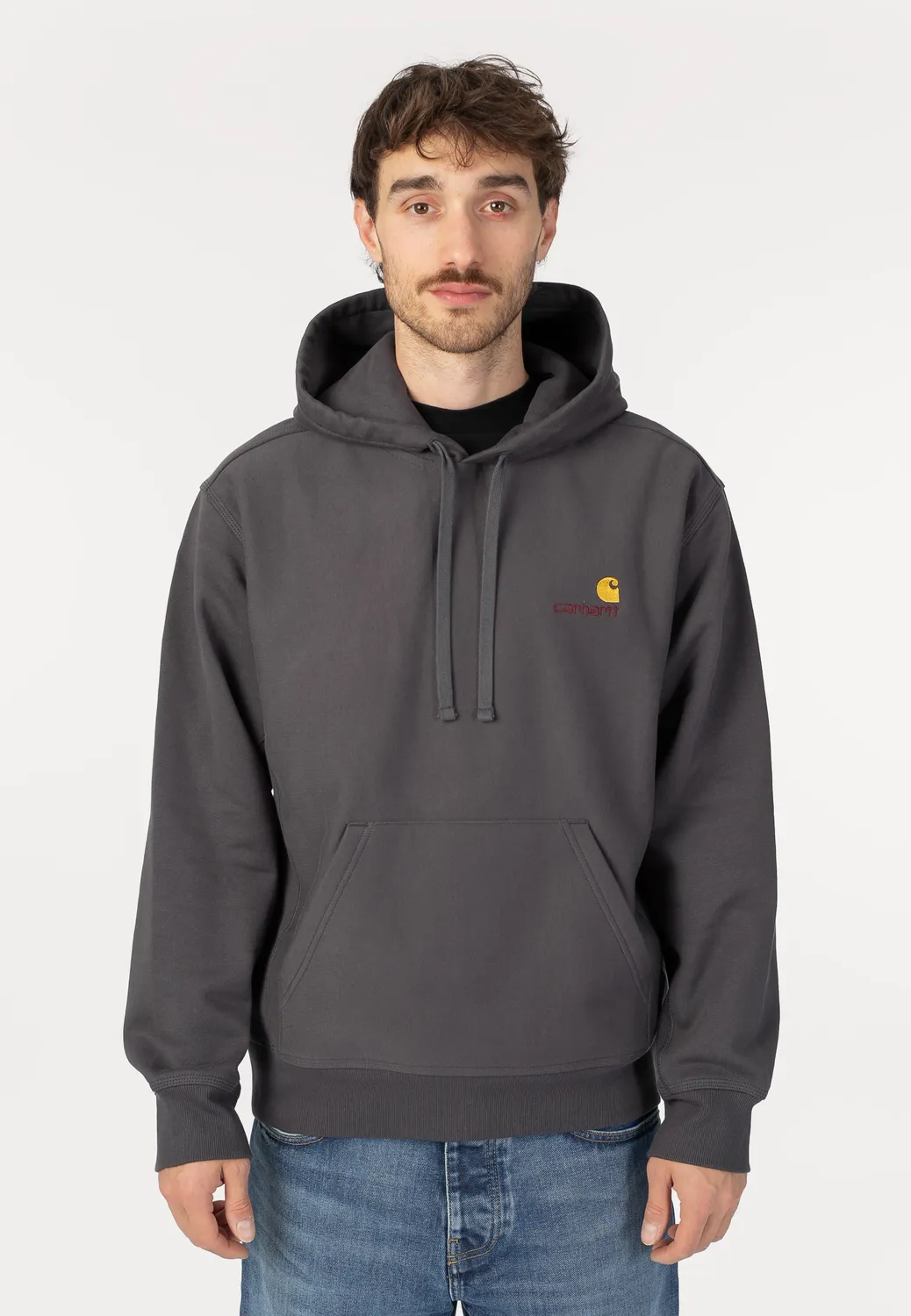 American Script Hooded Graphite Hoodie Größe L Grau