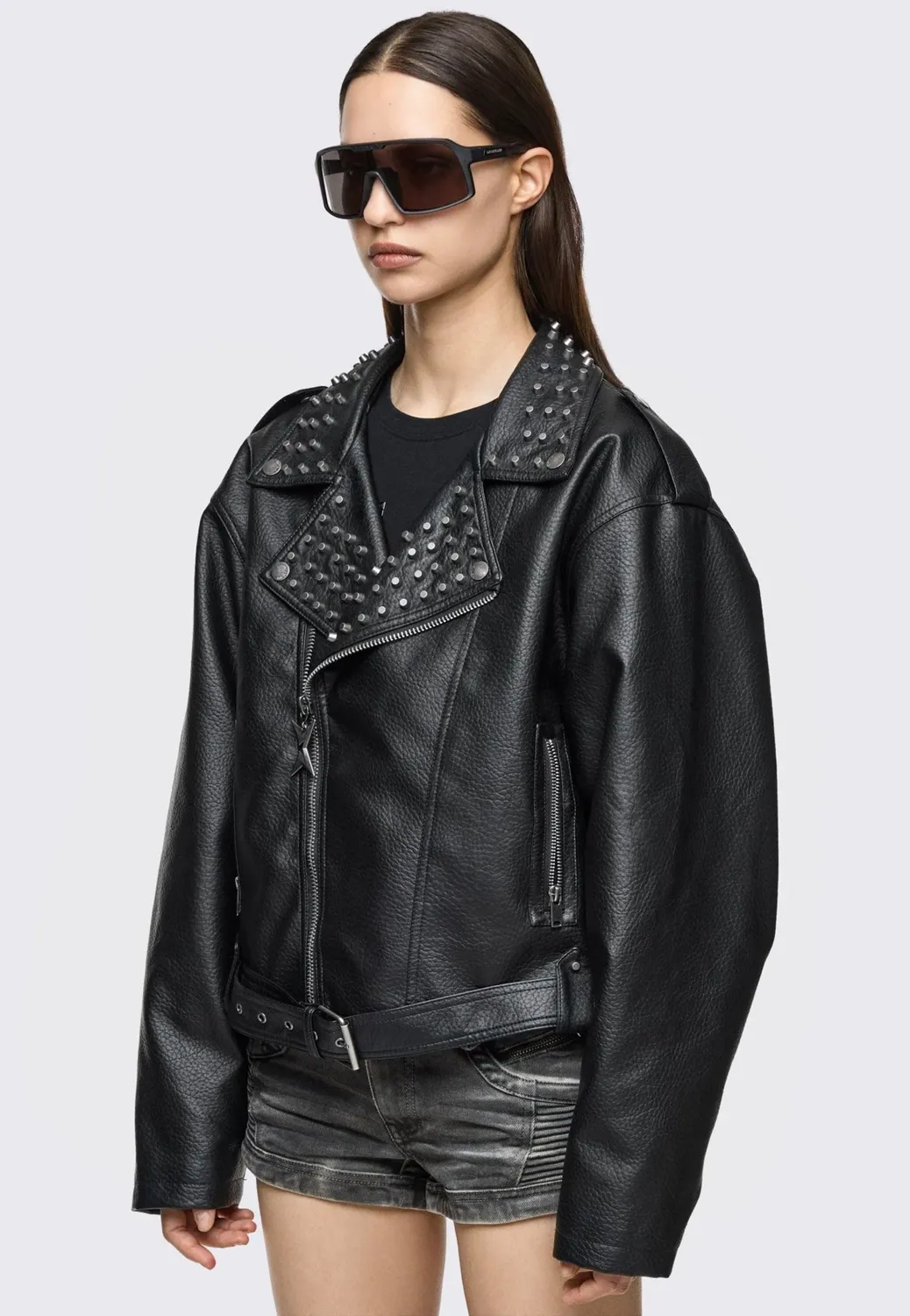 Impericon Roxanne Biker Black Lederjacke M