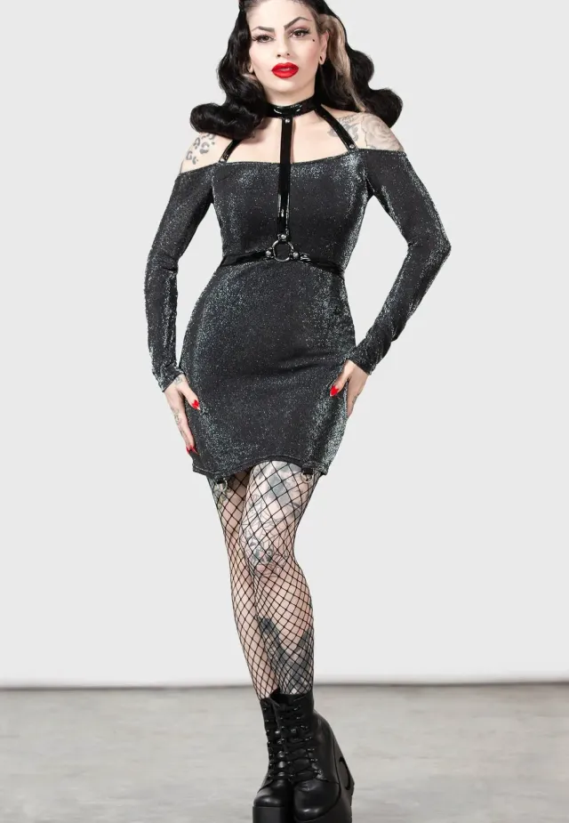 Impericon Valak Black Kleid schwarz Langarm Gothic