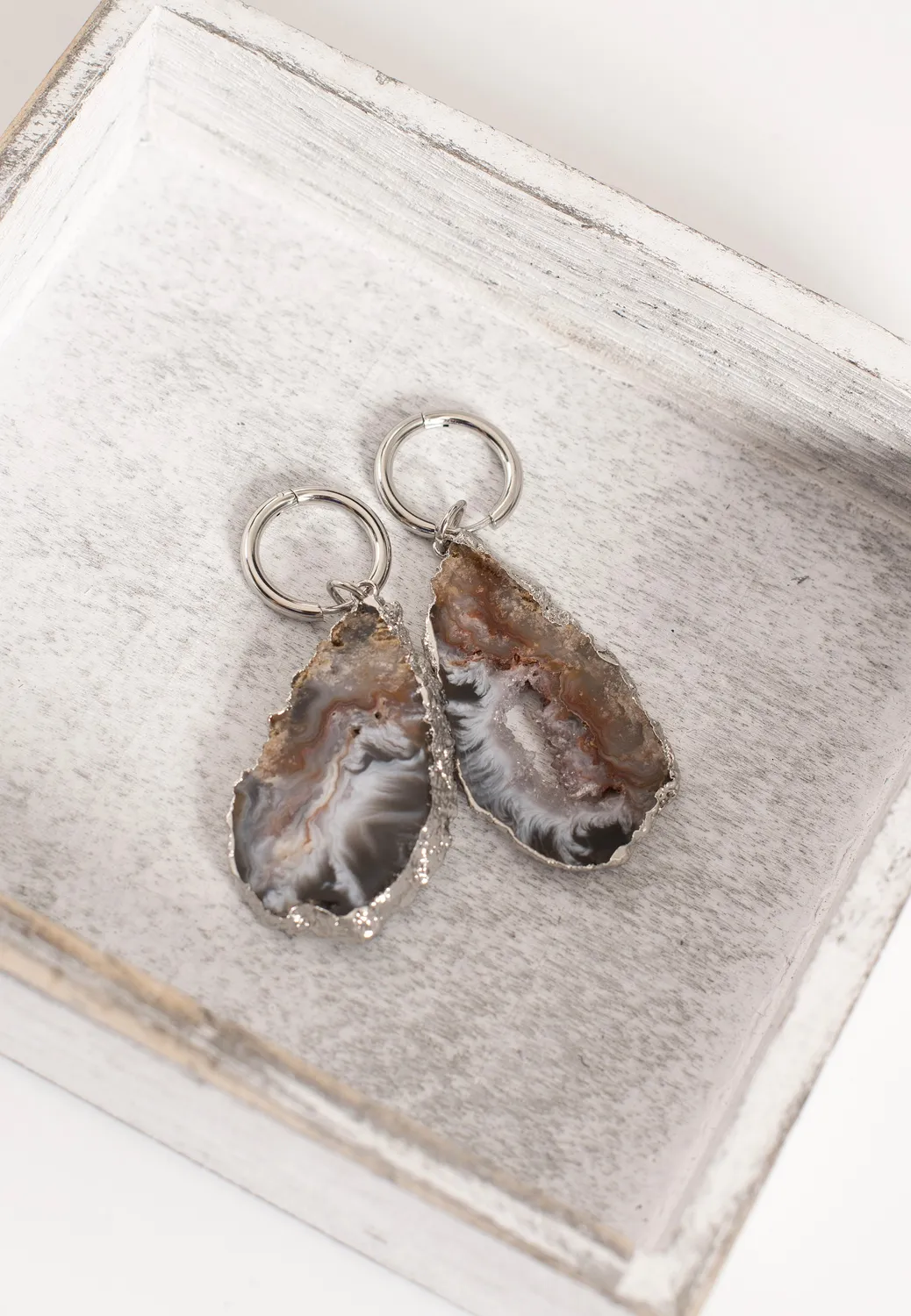 Little Indian Agate Large Ohrringe silber