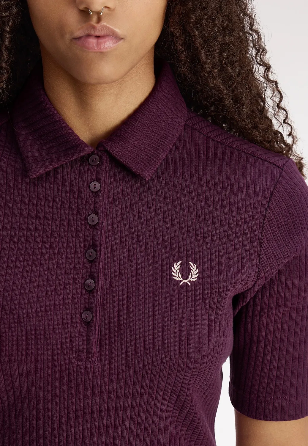 Impericon Wide Rib Plum Polo kurzarm plum Damen
