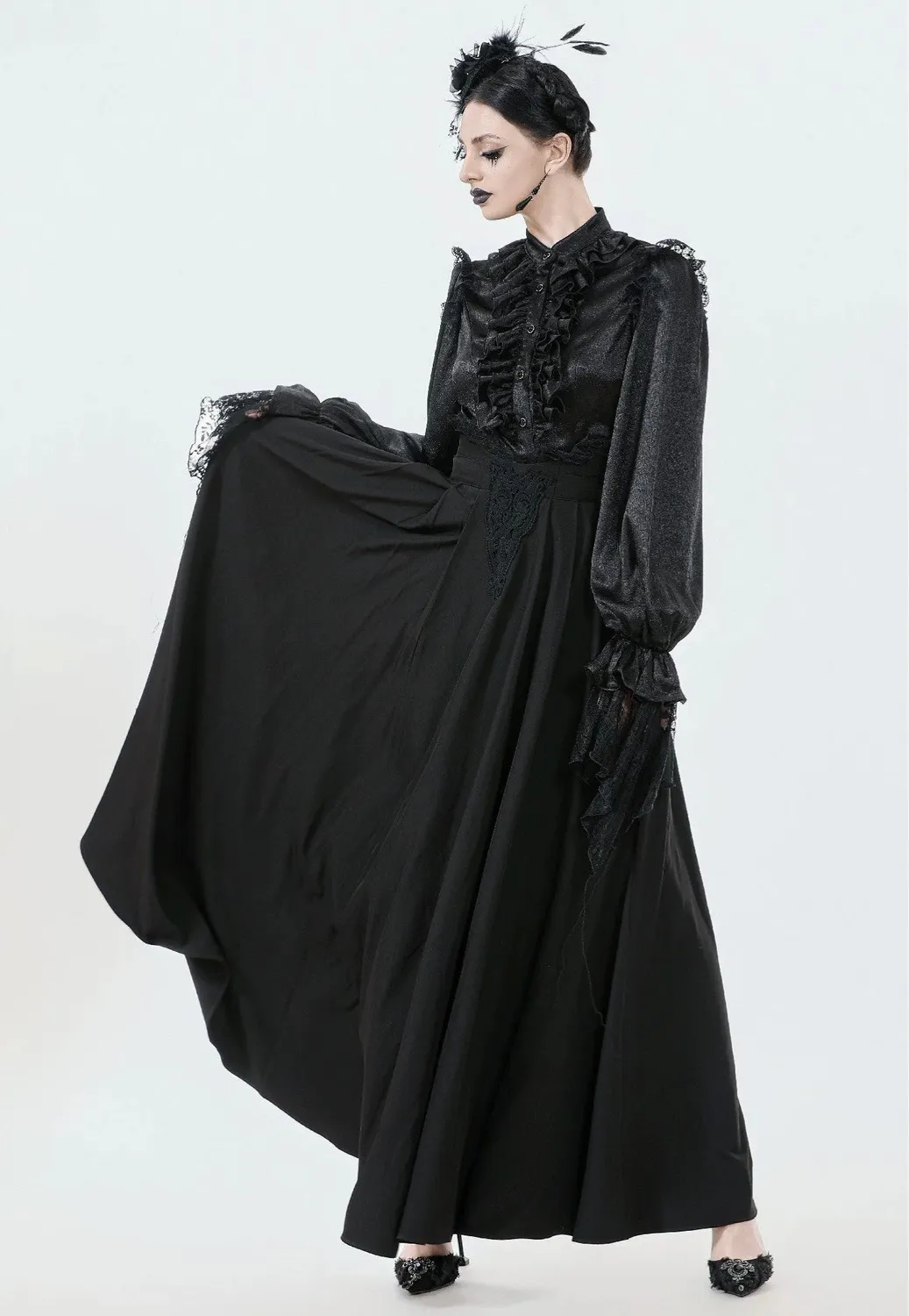Impericon Gothic Nun Pleated Rock schwarz XS Plissee
