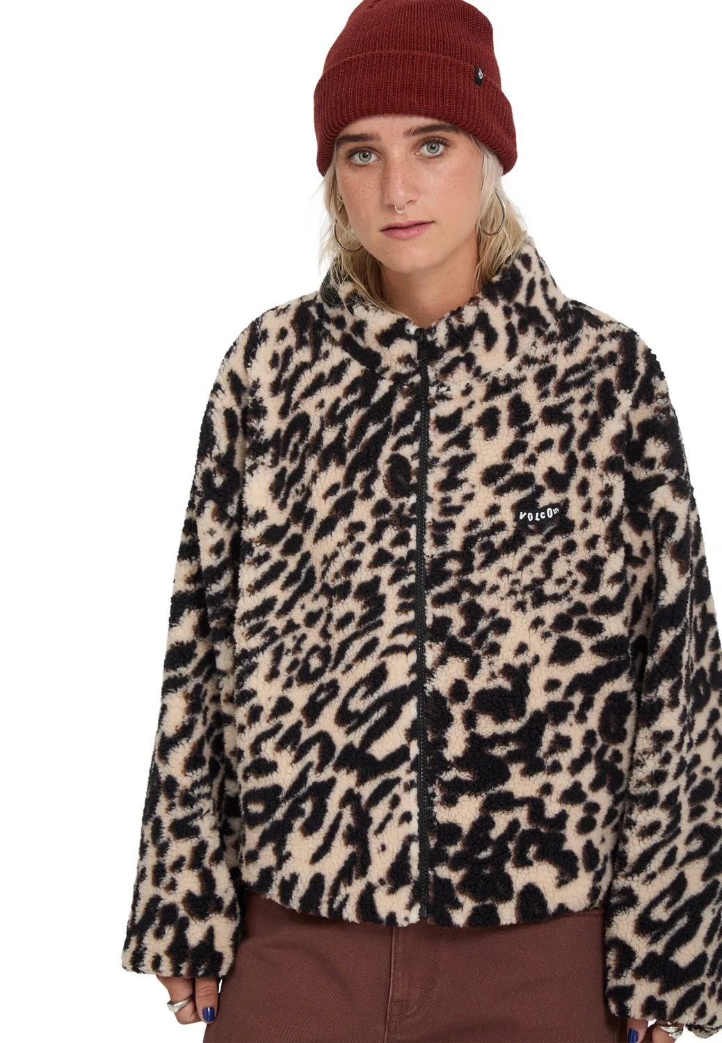 Impericon Wylding Out Sherpa Animal Print Jacke Fleece