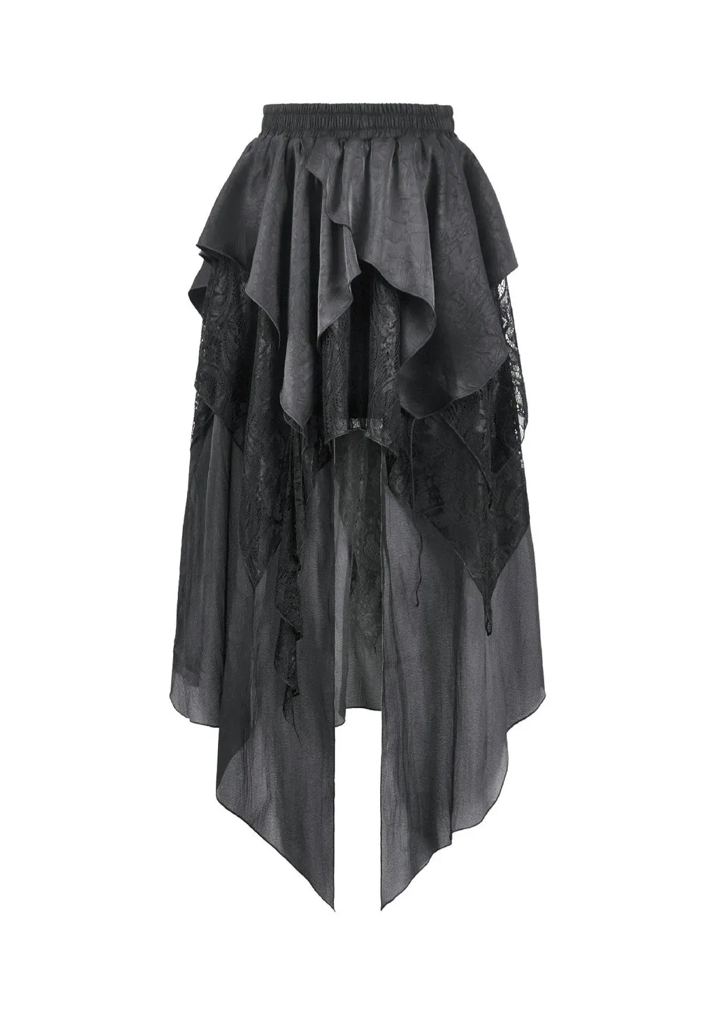Impericon Gothic Ruffled High-Low Rock Schwarz Mesh