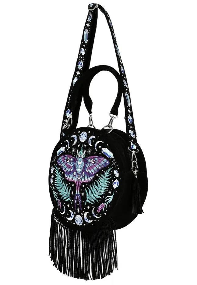Enchanted Forest Moon Moth Tasche Schwarz Samt Onesize