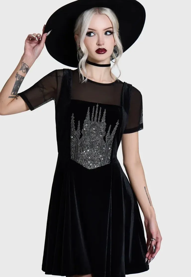 Impericon Cathedra Corset Mini Multi Kleid Samt schwarz