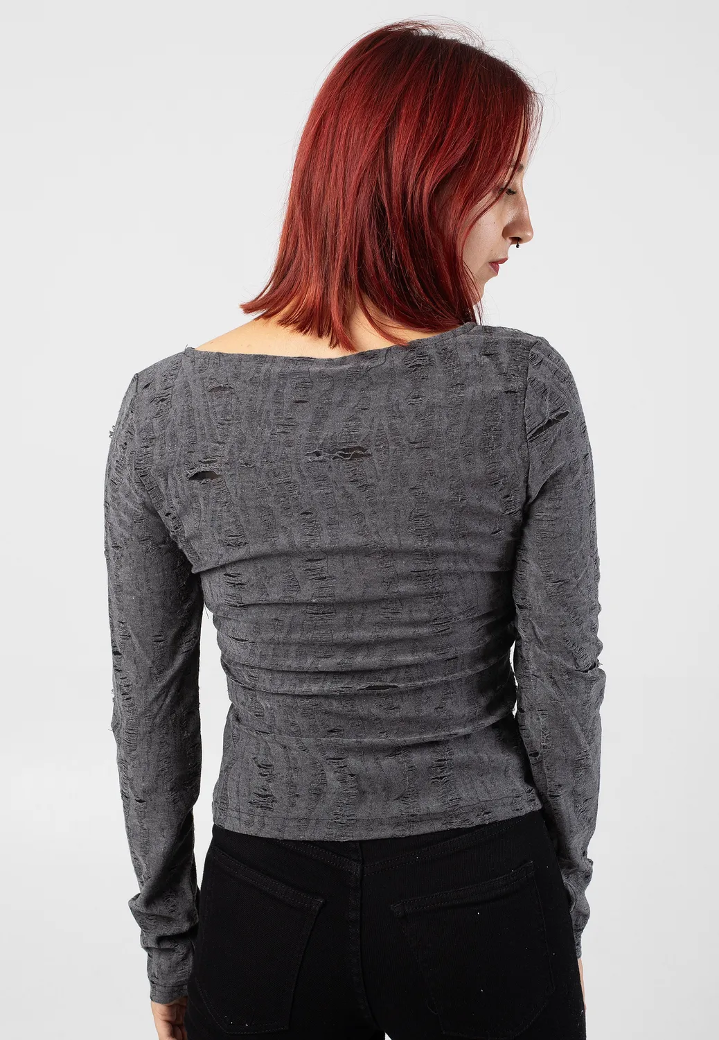 Impericon Harlow Boatneck Oberteil grau Viskose