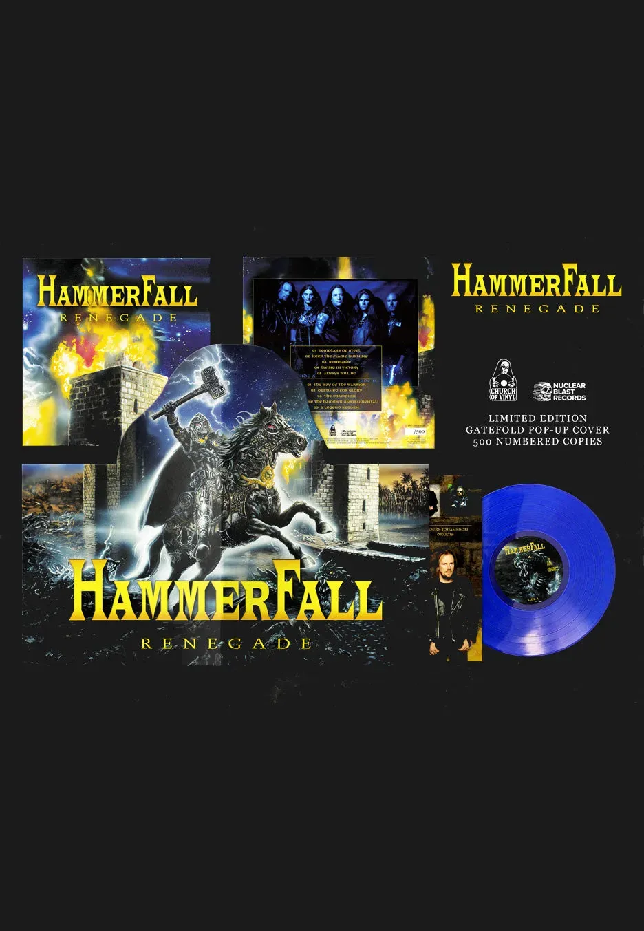 HammerFall Renegade Ltd. Blue Colored PopUp Vinyl Gatefold