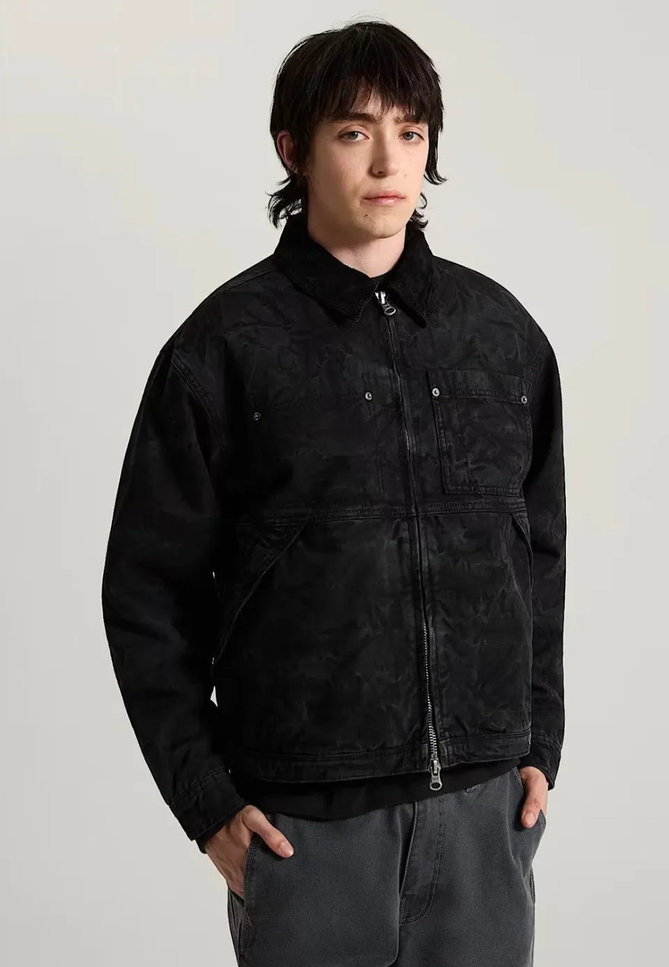 Impericon Nico Cropped Chore Canvas Jacke schwarz