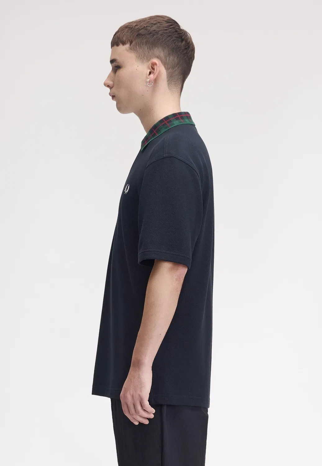 Impericon Tartan Collar Navy Polo Navy Baumwolle