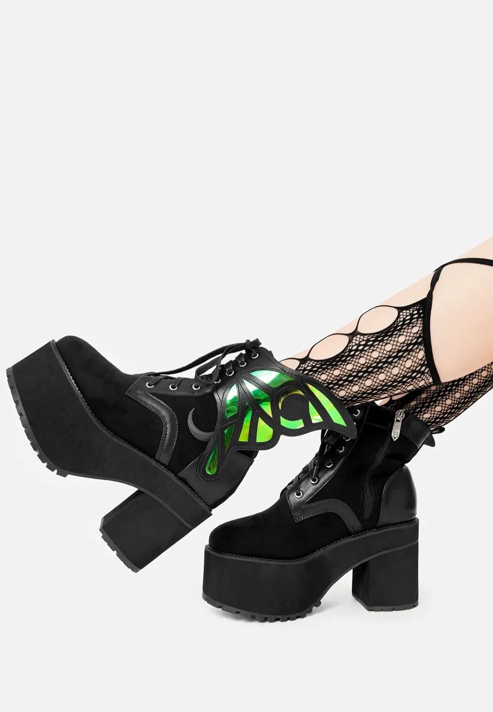 Impericon Nocturne Winged Black Girl Boots EU 40