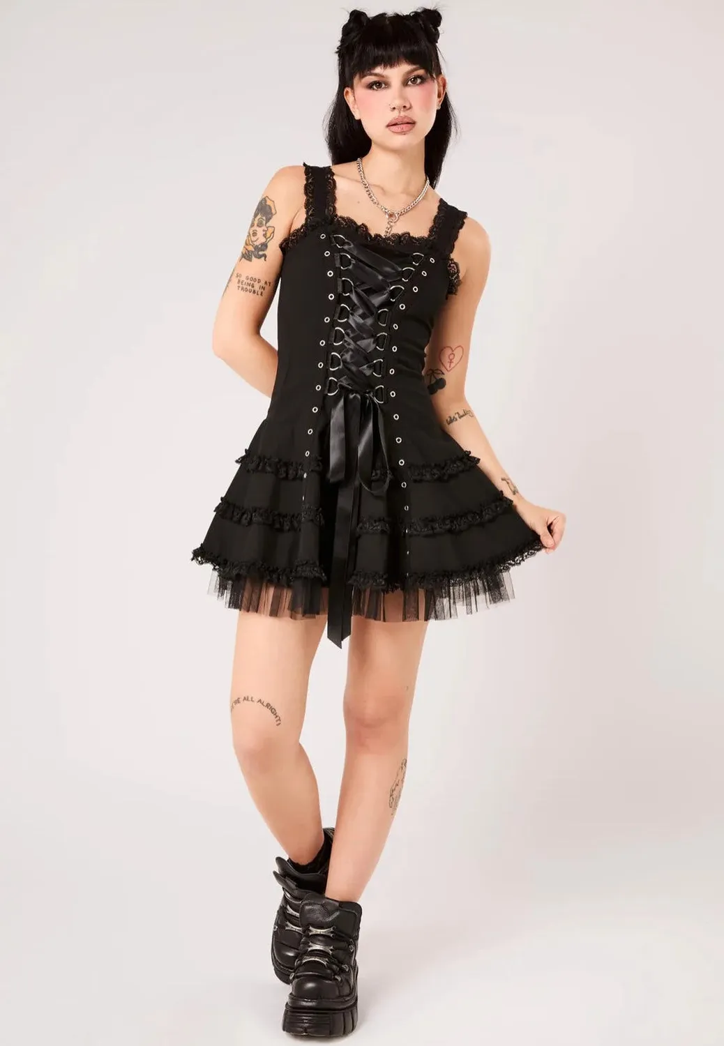 Impericon Harley Plain Black Kleid schwarz