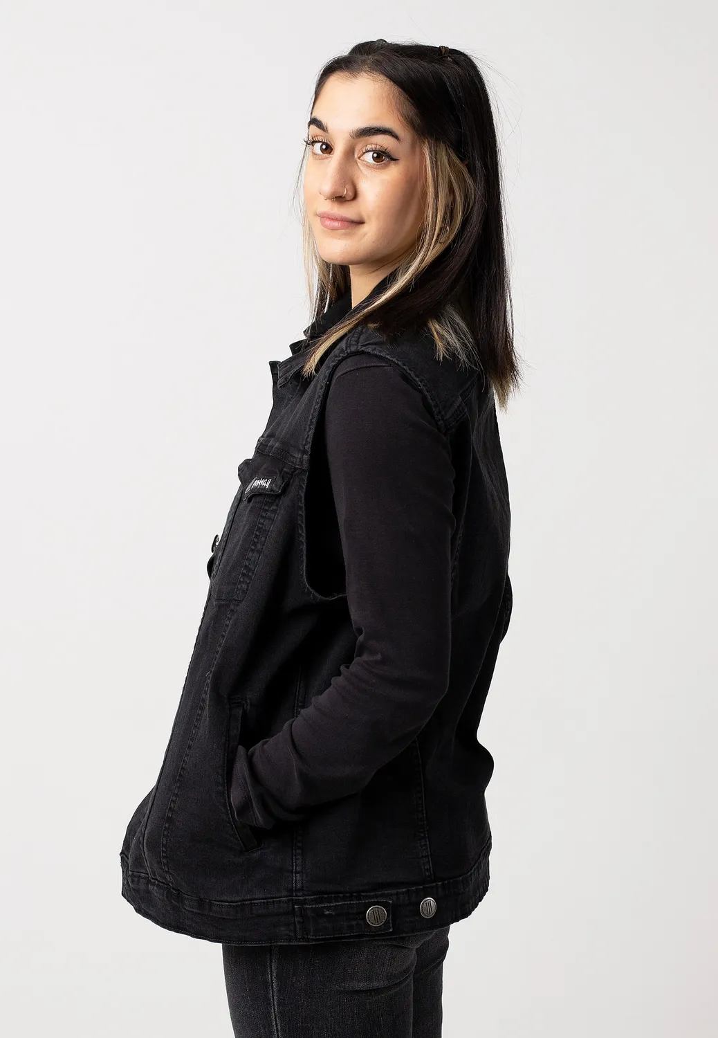 Impericon Neil Denim Black Jeansweste Schwarz