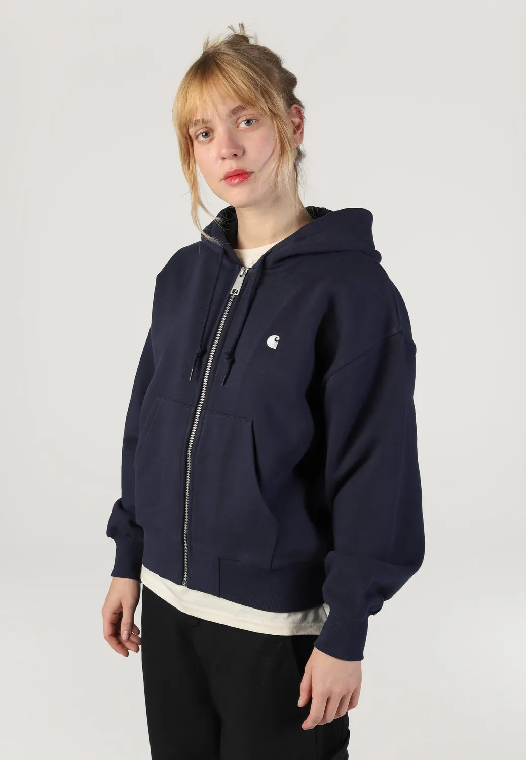 Carhartt Hooded Casey Zip Hoodie Dark Navy Silver Damen
