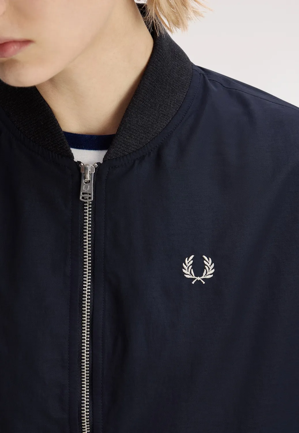Impericon Longline Tipped Bomber Navy Jacke navy Nylon